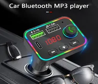 F4 Car Bluetooth FM Transmitter MP3 Player USB Charger Colorful Backlight Wireless FM Radio Adapter Hands for Phone TF Card3227313
