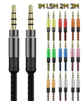1m 15m 2m 3m 35mm fabric Braided Nylon Jack Male Car Aux Audio Cables Wire For Samsung Tablet pc mp38343240