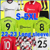 4xl 5xl Casemiro Soccer Jerseys 22/23 Sancho Player＃7長袖ユニフォームRashford Shaw Pogba Utd Martial B. Fernandes Mans Lingard Football Shirt 2022 2023 Men Kid Kit