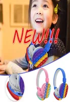 New HeadMounted Cute Rainbow Bluetooth Fidget Toy Stereo Headset Push it Bubble Sensory Simple Dimple Antistress Whole 5914638310