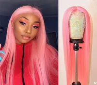 Pink Wig Colored Human Hair Wigs Brazilian Straight 13x4 Lace Front Wig 826 Inches Pre plucked Ombre Lace Wig Remy 1501768136