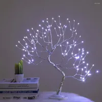 Luces nocturnas LED LIGHT FAIRY Mini Tree Tree Copper Wable L￡mpara de mesa para ni￱os Decoraci￳n de bares de dormitorio