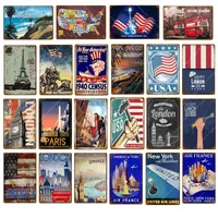 The USA Map Metal Painting London Paris Rome Metal Signs Country Plaque For Pub Bar Club Cafe Room Home Decoration Wall Stickers 20cmx30cm Woo