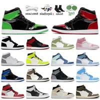 Chaussures de basket-ball Sneakers Sports Trainers Patent Bred Retro Green Stealth J1 Banned Heritage Twhit White Lightning 1 1s Women Mens Visionaire