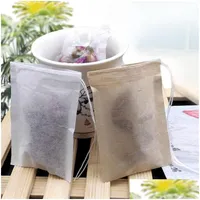 Coffee Tea Tools 8X10Cm Tea Strainer Filter Paper Bag Unbleached Wood Pp Filters Disposable Teabags Single Dstring Heal Seal Bags Dhfij