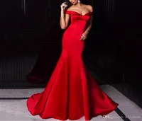 Cortos de Gala Modest Long Mermaid Prom Dresses Off Shoulder Sweetheart Red Satin Ombre Evening Party Dress Women Party Gowns Vest2570049