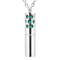 Pendant Necklaces Perfume Bottle Stainless Steel Flowers Sign Cylindrical Necklace For Man Woman