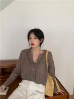 Women's Knits Female Korean Harajuku Lazy Retro Ins Solid Loose Sweater Women's Sweaters Japanese Kawaii Ulzzang Cute Clothing For Women