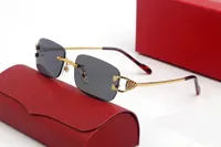 mens Women Designer Sunglasses Male Frameless Square Brand Pather Sunglass Gold Striped Metal Frames Blue Lens Eyeglass Luxury Carti Glasses Brand Eye 26xf#