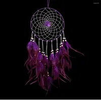 Decorative Figurines Purple Dreamcatcher Wind Chimes Style Flower Feather Pendant Dream Gift Catcher Kids Room Decoration