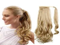 Wholepony Tails ponytails hair pieces 22quot Synthetic Hair Long Cruly Clip In Ribbon Ponytail Hair Extensions curly Hairpi9446600