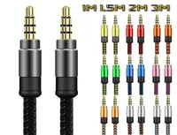 1m 15m 2m 3m 35mm fabric Braided Nylon Jack Male Car Aux Audio Cables Wire For Samsung Tablet pc mp36763429