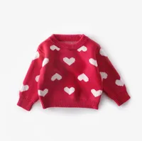 Baby Kids Sweter Girls Love Heart Wzorka na dzika