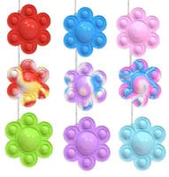 DHL Fidget Toys Finger Bubble Floral Press Relief Fingertip Toy Stress Educational Kids Baby Gift Squeeze Sensory Pendant Keychain7146955