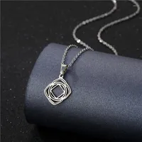 Pendant Necklaces Stainless Steel Hollow Mexico Lotus Geometric Round Square Shape Necklace Love Woman Mother Girl Gift Wedding Jewelry