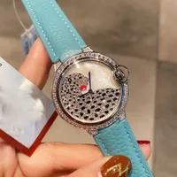 Classic Diamond Womens Watches Quartz Watch 36mm Leather Strap Pearl Shell With Diamonds Face Casual Designer High-End Ladies Wristwatches