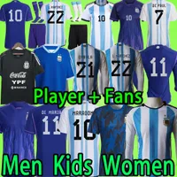 M￤n kvinnor barn kit argentina fotboll tr￶jor 2022 spelare version l￥ng￤rmad maradona dybala j.alvarez de Paul Messis 2023 di Maria Acuna fotbollstr￶jor 22 23 uniformer