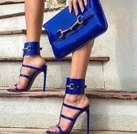2021 summer women metal sequin pumps sexy ankle strap gladiator sandals thin heel cuts out buckle high heels leather party1278021