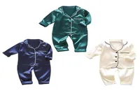 Children039s pajamas set Toddler Boys Girls Ice silk satin Solid Color Top Pants Set Baby suit Kid Clothes home Wear Kid pajama1510770