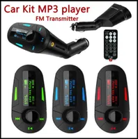 3 Colors Car Kit MP3 Player Wireless car FM Transmitter Radio transmiter With USB SD MMC Remote Control DHL9239480