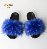 Fur Slides For Women Furry Fox Fur Sandals For Woman Female Indoor Shoes Fluffy Plush With Fur Slippers Flip Flops Size 3645 C0204827692