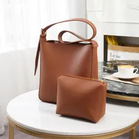 Evening Bags Composite For Women Casual Solid Large Capacity Bucket PU Leather Female Messenger 2022 Ladies Handbag