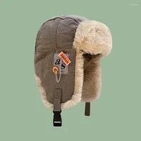 Berets Practical Winter Riding Hat Furry Warm Warmth Retention Washable Cycling Cap