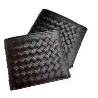 Men&#039;s Designer Wallets Genuine Leather Sheepskin Short Money Clip Fashion Woven Card Houlder Simple Business Style201S