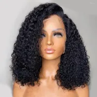 Short Curly Bob Human Hair Wigs For Women Brazilian Afro Natural Loose Deep Water Wave Transparent Lace Frontal Closure Wig