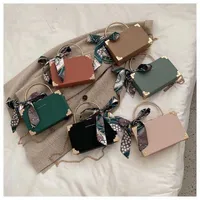 Chain bag women's popular portable this summer fashion silk scarf sling single shoulder box Outlet Purse