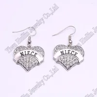 Dangle Earrings NIECE Crystal Adorned Heart Shaped Pendant French Hook Commemoration Day Jewelry