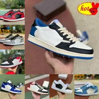 2022 Fragment Ts Jumpman x 1 1s Low Basketball Shoes Starfish White Brown Red Gold Banned Unc Court Purple Black Toe Shadow Panda Noble