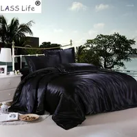Bedding Sets Rayon Luxury Satin Duvet Cover Set Solid Color Bed Sheet Pillow Case Queen King Size Quilt Bedlinen