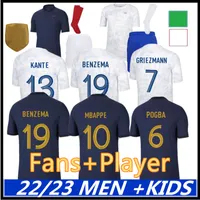 22/23 فرنسي fra nce بعيدا عن قمصان كرة القدم مجموعات 2022 Benzema Mbappe Griezmann 2023 Rabiot Giroud Kante Maillot de Foot Maillots Kids Kit Francia Football Shirt