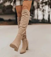 2021 New Fashion Women Suede Boots For Winter Over Knee Long Boots With Thick Heel Easy To Put On Fashionable Botas De Mujer Y10188815369
