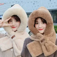 Scarves Hat Womens Winter Windproof and Coldproof Thickened Warmth Baotou Ear Protection Cycling Cap Net Red Bib Scarf Bandana Women 221129