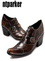 Zapatos de punta puntiagudo de cuero genuino man039 zapatos de boda bronce zapatos de vestir de negocios formal zapatos hombre 65 cm tacones grandes 9538392