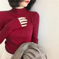 Women&#039;s Sweaters High-End Sweater Warm All-Match Women&#39; Pullover Autumn Winter Half High Neck Top Knitted Base Shirt