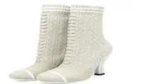 Cashmere Women Ankle Boots Concise Zip Women fashion Boots Srange Style Heel Knitted Stretch Boot Botas Femininas Com Sa2543568
