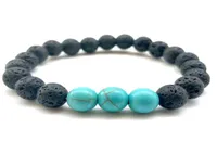 DHL Lava Rock Beads Bracelets 8 mm Fashion Natural Stone Charm Jewelry Weathering Stone Cuffs Bangles 2 Styles Turquoise Bracelet3308546