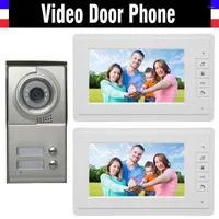 Video Door Phones 2 Units Apartment Phone System 7" Monitor Intercom Aluminum Alloy Camera For 2-households Doorbell