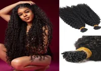 Afro Kinky Curly I Tip Human Hair Extension Virgin Brazilian Keratin Pre Bonted Stick MicroLinks ITIP Naturalny czarny 100G1583435