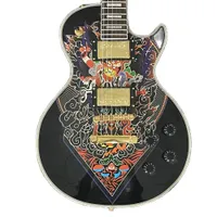 Lvybest Black Guitar With Large Pattern Electric Guitar CUSTOM SHOP
