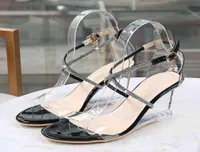 Large Size Elegant Black Gold Comfortable PVC Sandals Ladies Wedges High Heels For Women Open Toe Roman Transparent Shoes DB0072 G9974114