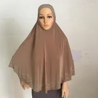 Scarves H1317 Latest Big Size Muslim Hijab Scarf With Rhinestones Pray Women Headwrap Can Cover Bust