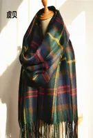Faux cashmere shawl winter green plaid scarf cape tassels warm pashmina unisex acrylic scarves christmas gifts for men or women 201266812