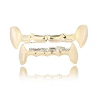 Grillz Dental Grills Gold Plated Hip Hop Teeth Grillz 15 Designs Top Bottom Dental Grills Mouth Punk Caps Cosplay Party Vampire Rap Dhvra