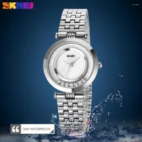 Wristwatches SKMEI Women Watches Ladies Creative Stainless Steel Waterproof Wristwatch Diamond Dial Bracelet Female Girl Clock