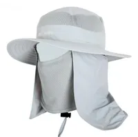 Outdoor Accs Unisex Fisherman Mesh Bucket Hat Men Wide Brim Round Camping Sun Hats Women Hiking Neck Flap Cap Mosquitos Protection9105503