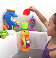 Kids Shower Bath Toys Cute Duck Waterwheel Dolphin Toys Baby Faucet Bathing Water Spraying Tool Wheel Type Dabbling Toy No box LJ2